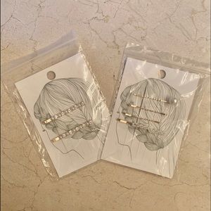NEW Pearl and Rhinestone Gold Hair Pins
